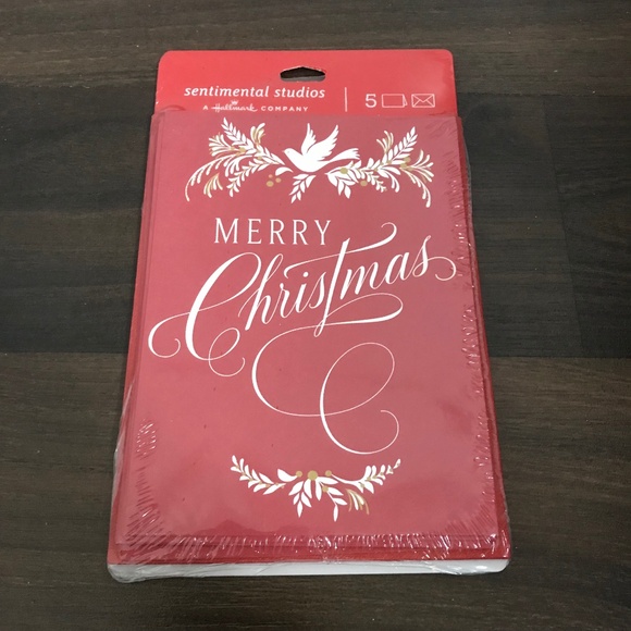 NEW 5 PACK Hallmark Sentimental Studios Merry Christmas Cards Envelopes - Picture 1 of 2